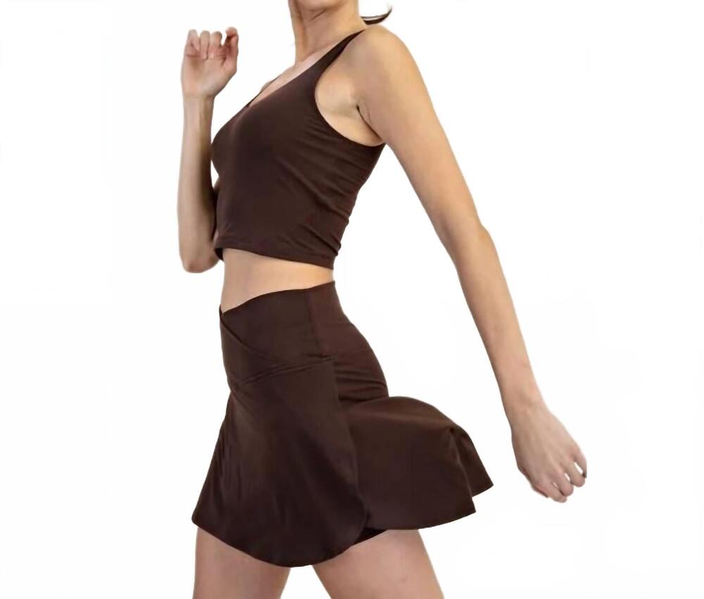 NEW RAE MODE butter v-defined high-waisted tennis skorts in espresso